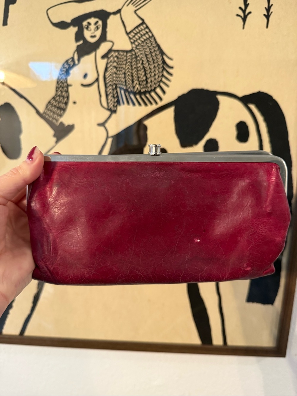 Hobo Wine Red Leather Wallet